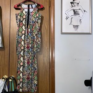 Laced Snake Midi Dress